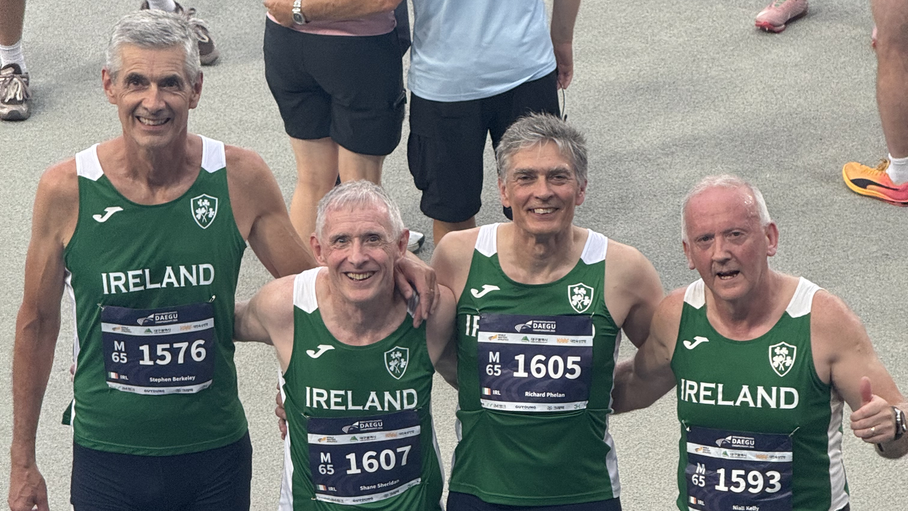 Ireland's M65 4x100m relay team after winning bronze in Daegu
